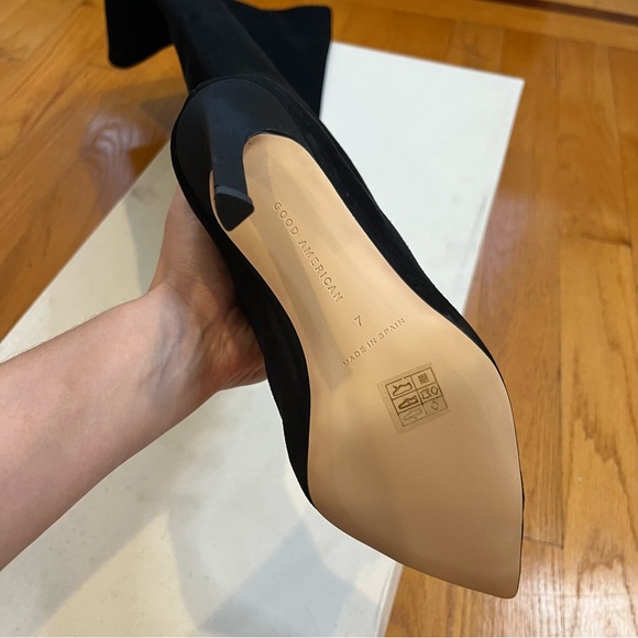 ❌SOLD❌ Good American Women’s 100% Suede Over the Knee Boots Slouchy Black 7 NWT - Picture 9 of 15